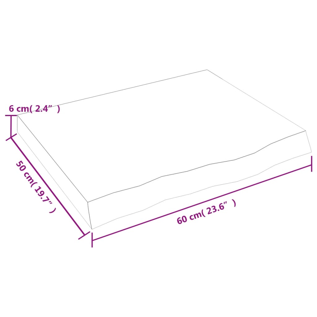 Kezeletlen tömör tölgyfa fali polc 60x50x(2-6) cm 9