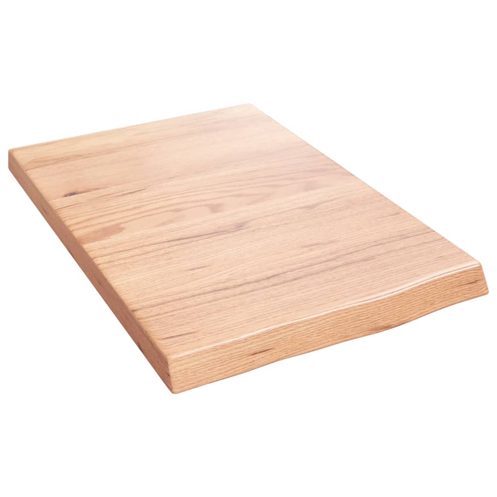 Világosbarna kezelt tömör tölgyfa fali polc 40x60x(2-4) cm 2