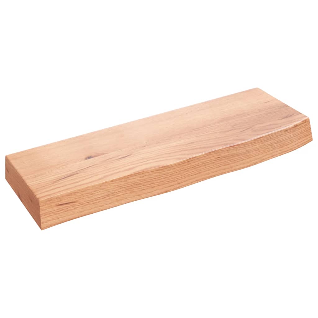 Világosbarna kezelt tömör tölgyfa fali polc 60x20x6 cm 2