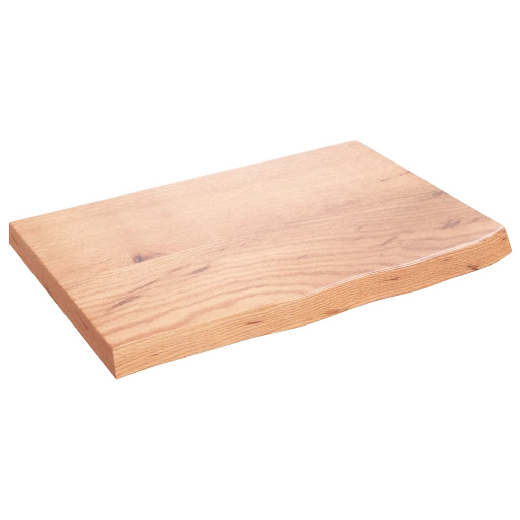 Világosbarna kezelt tömör tölgyfa fali polc 60x40x(2-4) cm 2