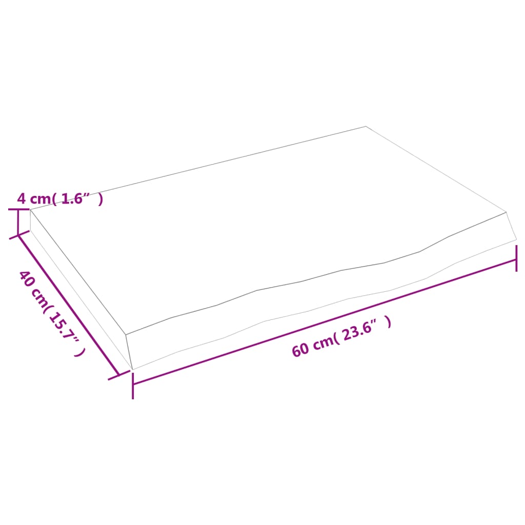 Világosbarna kezelt tömör tölgyfa fali polc 60x40x(2-4) cm 9