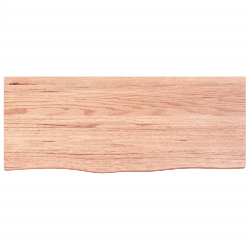 Világosbarna kezelt tömör tölgyfa fali polc 100x40x2 cm 4