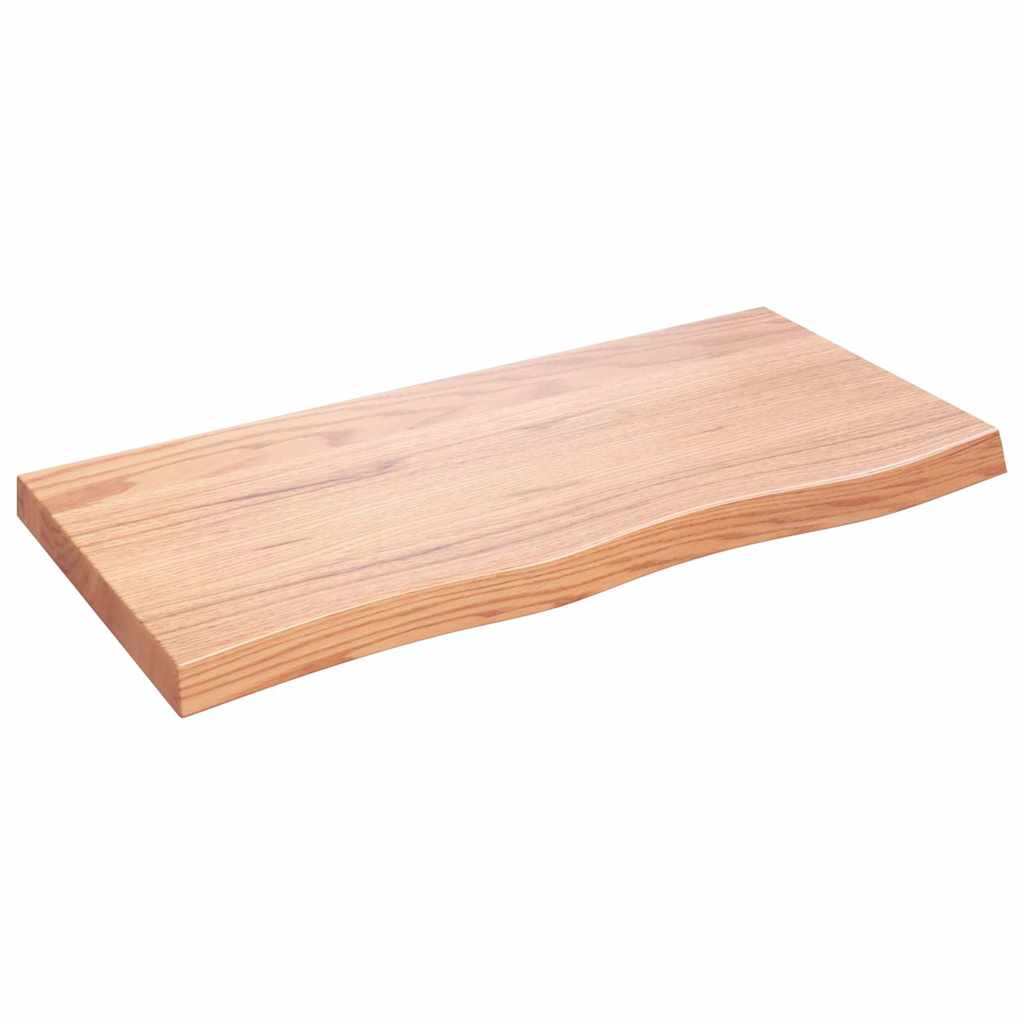 Világosbarna kezelt tömör tölgyfa fali polc 100x50x(2-6) cm 2