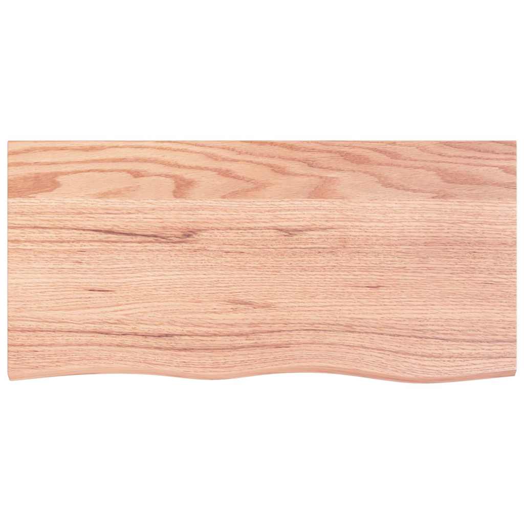 Világosbarna kezelt tömör tölgyfa fali polc 100x50x(2-6) cm 4