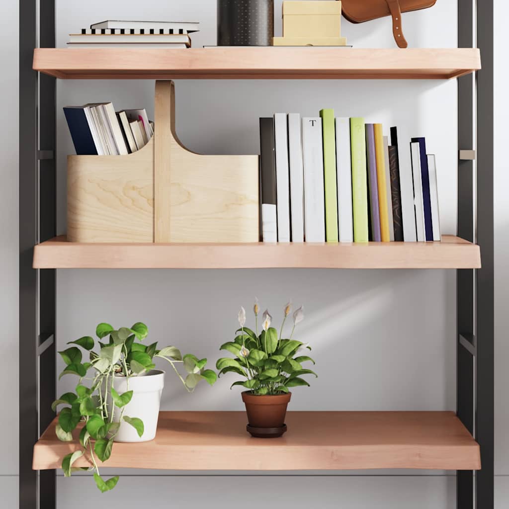 Világosbarna kezelt tömör tölgyfa fali polc 100x50x(2-6) cm