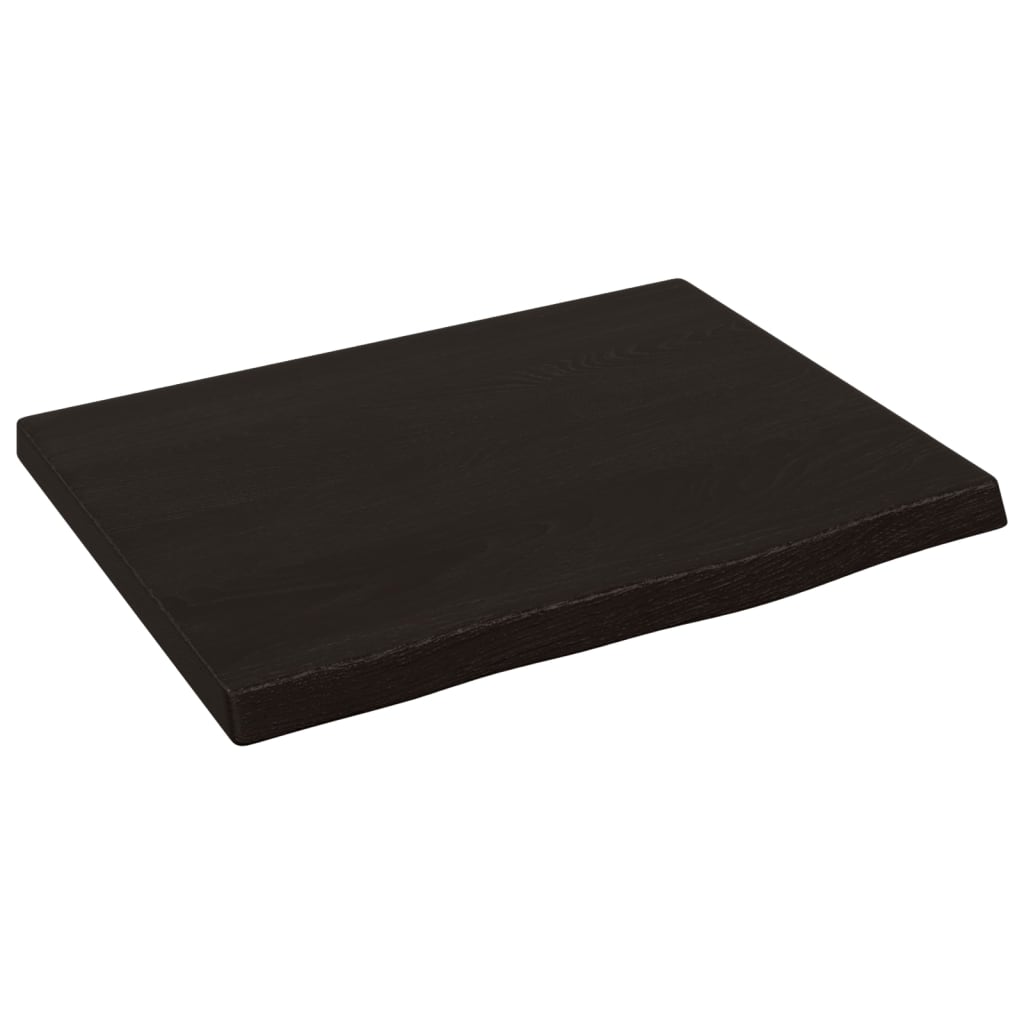 Sötétbarna kezelt tömör tölgyfa fali polc 40x30x2 cm 2