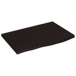 Sötétbarna kezelt tömör tölgyfa fali polc 60x40x2 cm 2