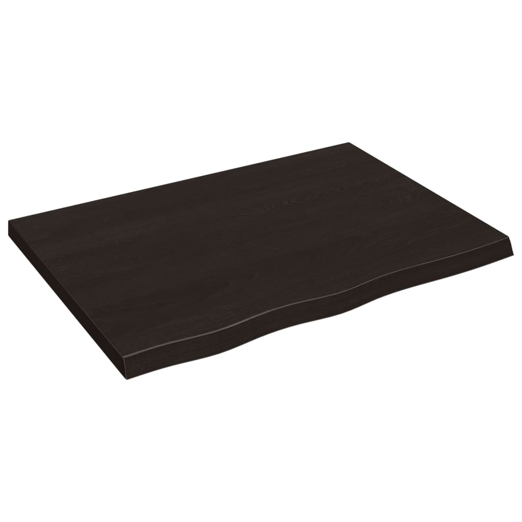 Sötétbarna kezelt tömör tölgyfa fali polc 80x60x(2-4) cm 2