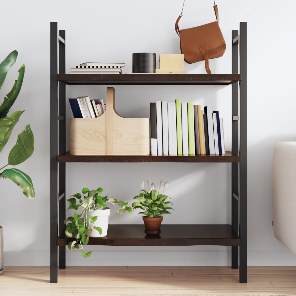 Sötétbarna kezelt tömör tölgyfa fali polc 80x60x(2-4) cm 3