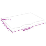 Sötétbarna kezelt tömör tölgyfa fali polc 80x60x(2-4) cm 9