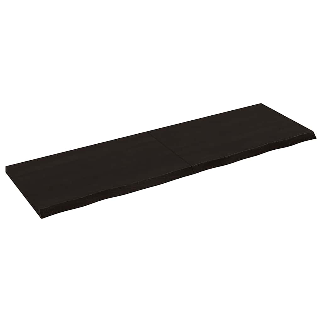 Sötétbarna kezelt tömör tölgyfa fali polc 160 x 50 x (2-4) cm 2