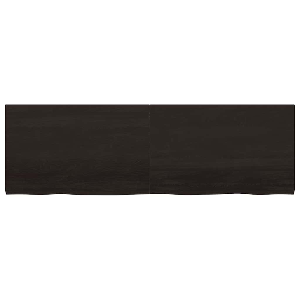 Sötétbarna kezelt tömör tölgyfa fali polc 160 x 50 x (2-4) cm 4