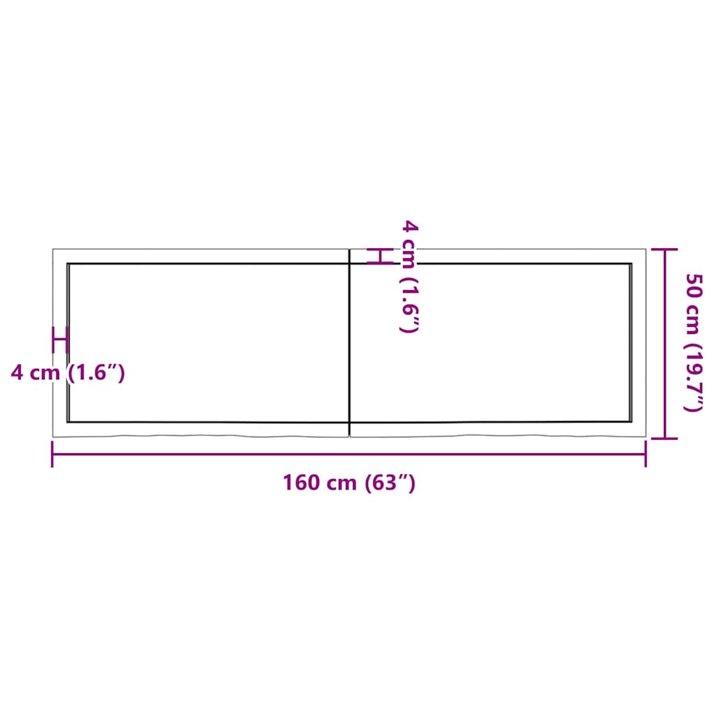Sötétbarna kezelt tömör tölgyfa fali polc 160 x 50 x (2-4) cm 11