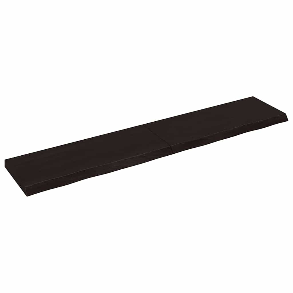Sötétbarna kezelt tömör tölgyfa fali polc 200 x 40 x (2-6) cm