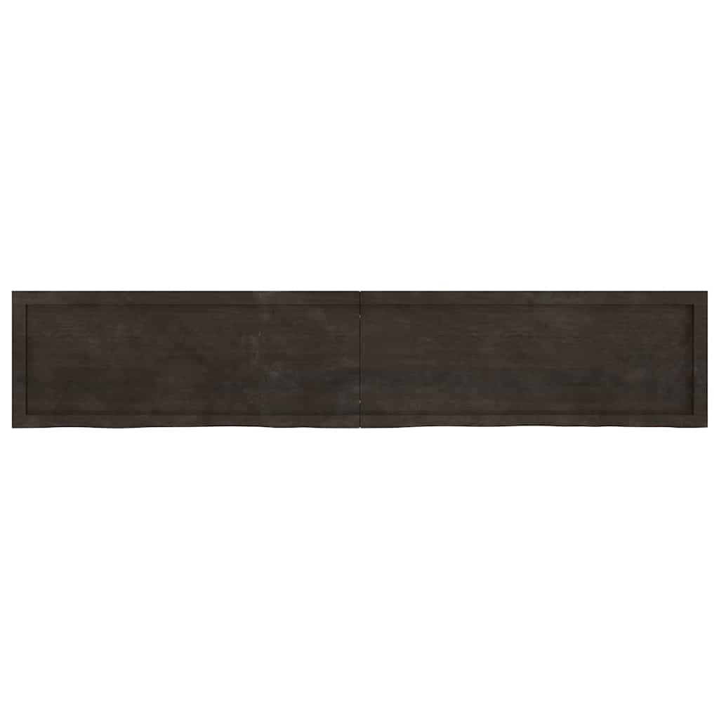 Sötétbarna kezelt tömör tölgyfa fali polc 200 x 40 x (2-6) cm 2