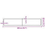 Sötétbarna kezelt tömör tölgyfa fali polc 200 x 40 x (2-6) cm 10
