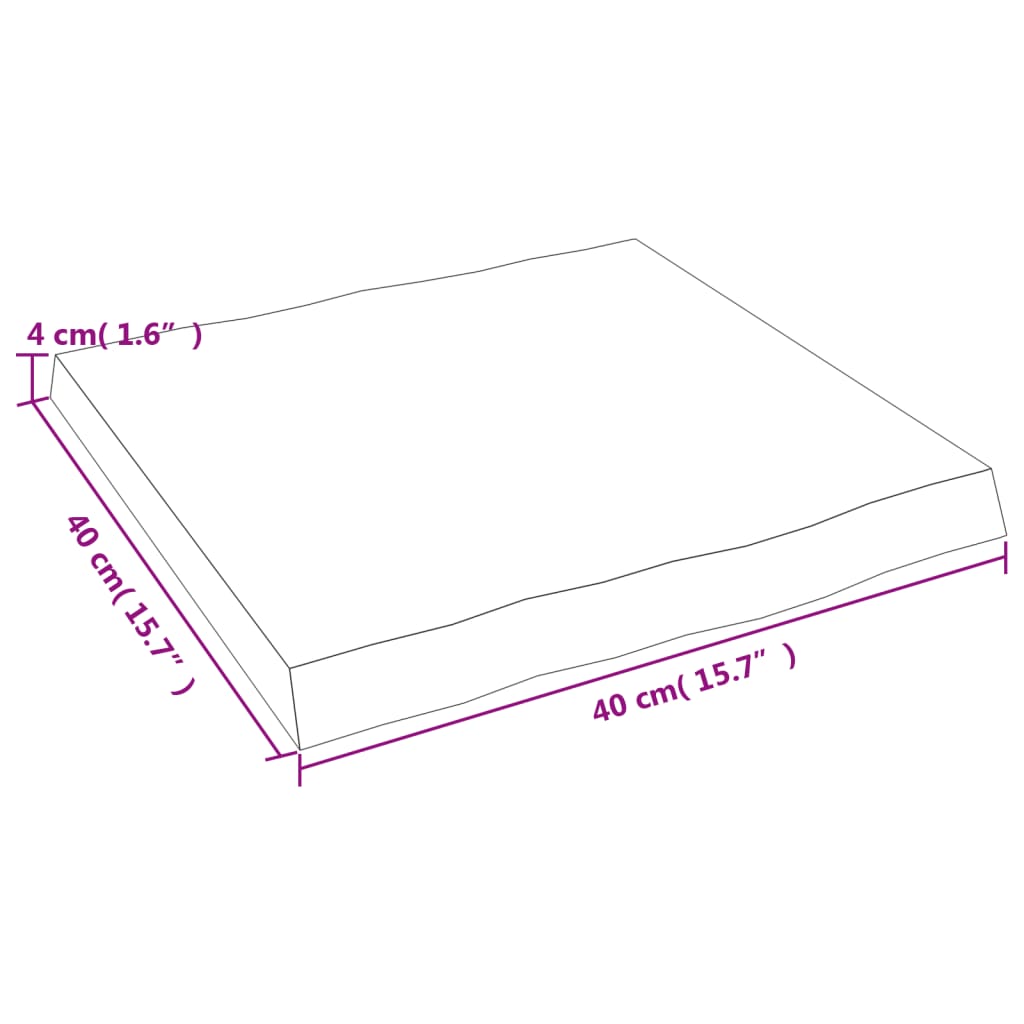 Asztallap 40x40x(2-4) cm kezeletlen tömör fa élőszegélyes 8