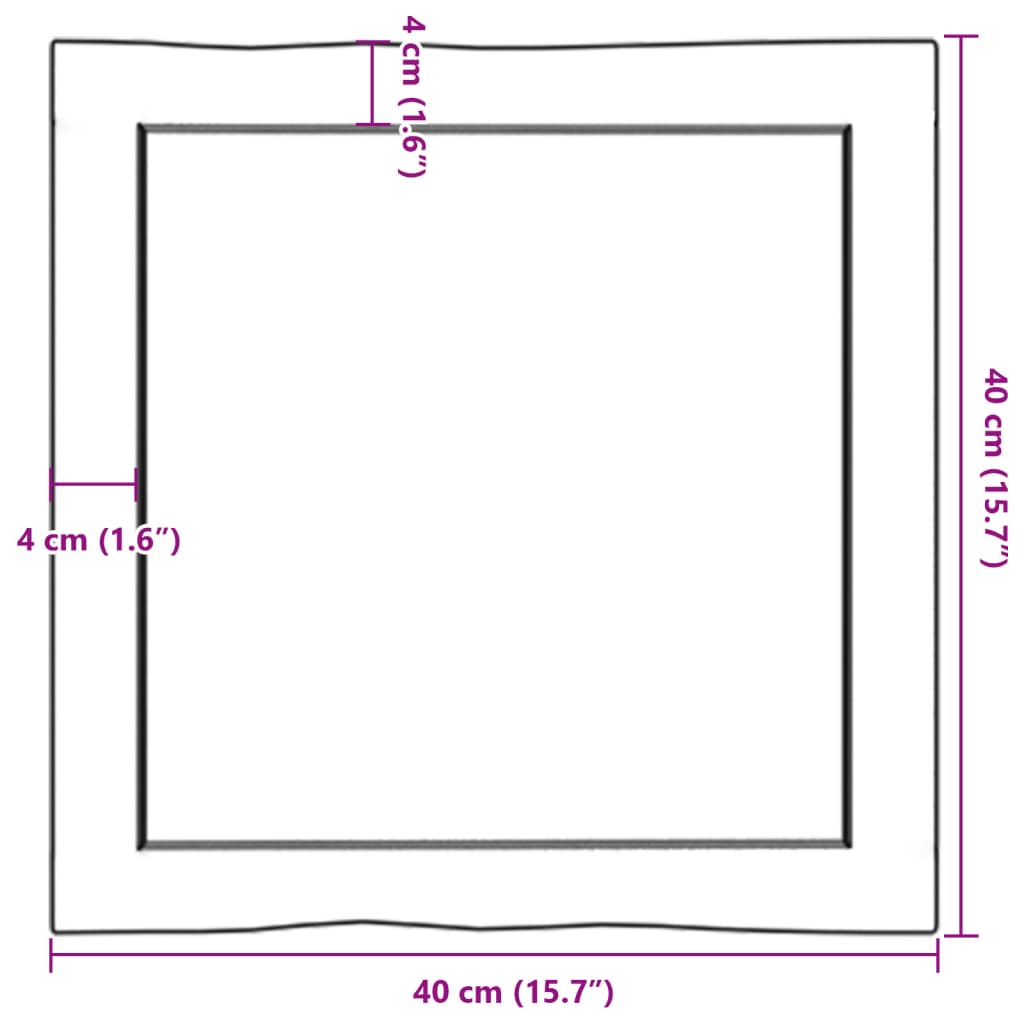 Asztallap 40x40x(2-4) cm kezeletlen tömör fa élőszegélyes 9