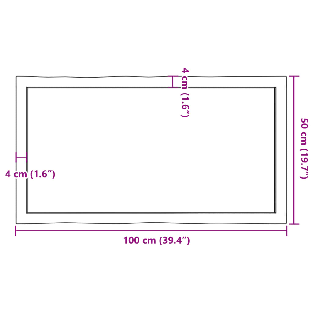 Asztallap 100x50x(2-4) cm kezeletlen tömör fa élőszegélyes 10