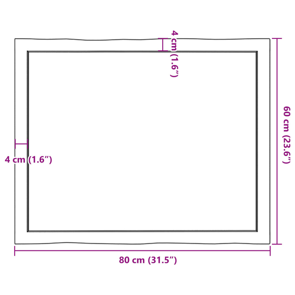Világosbarna asztallap 80x60x(2-4) cm kezelt tömör élőszegélyes 10