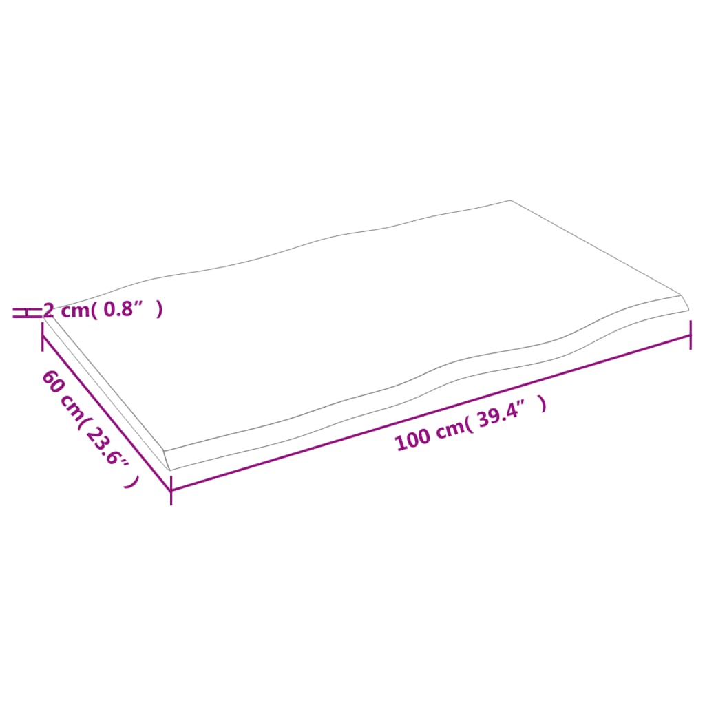 Világosbarna asztallap 100x60x2 cm kezelt tömör tölgyfa 7