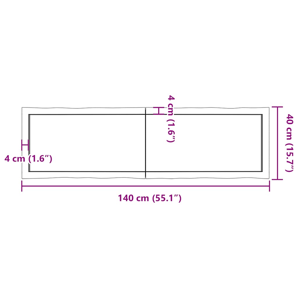 Sötétbarna kezelt tömör asztallap 140x40x(2-4) cm 10