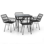 5 részes fekete polyrattan kerti étkezőgarnitúra 2