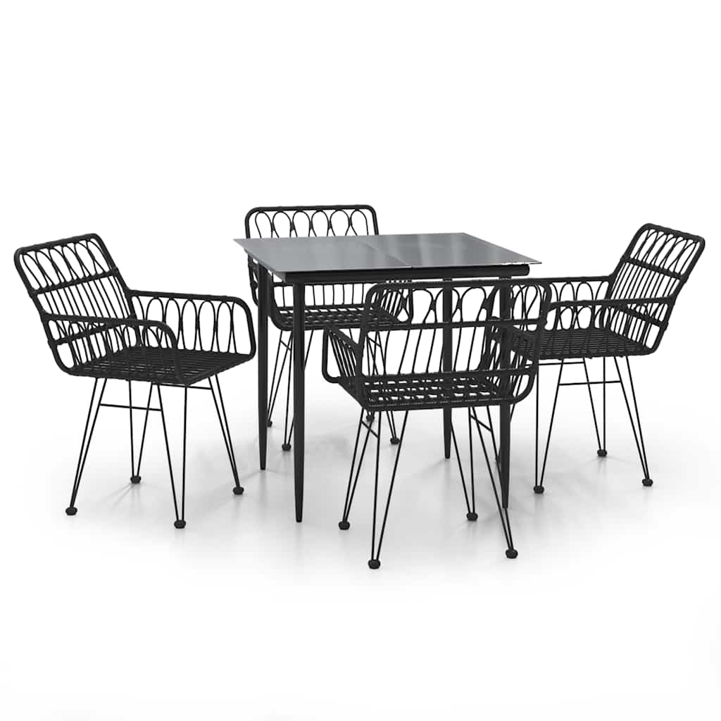 5 részes fekete polyrattan kerti étkezőgarnitúra 2