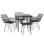 5 részes fekete polyrattan kerti étkezőgarnitúra 3
