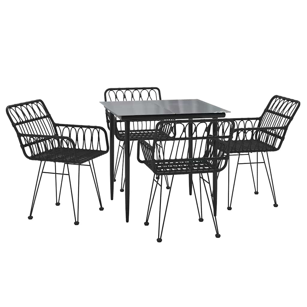 5 részes fekete polyrattan kerti étkezőgarnitúra 3