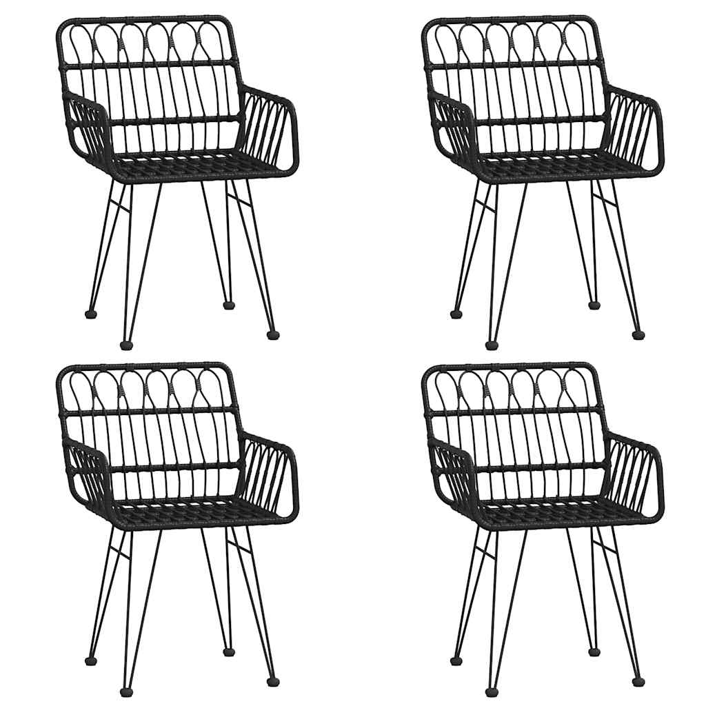 5 részes fekete polyrattan kerti étkezőgarnitúra 4