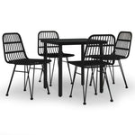 5 részes fekete polyrattan kerti étkezőgarnitúra 2