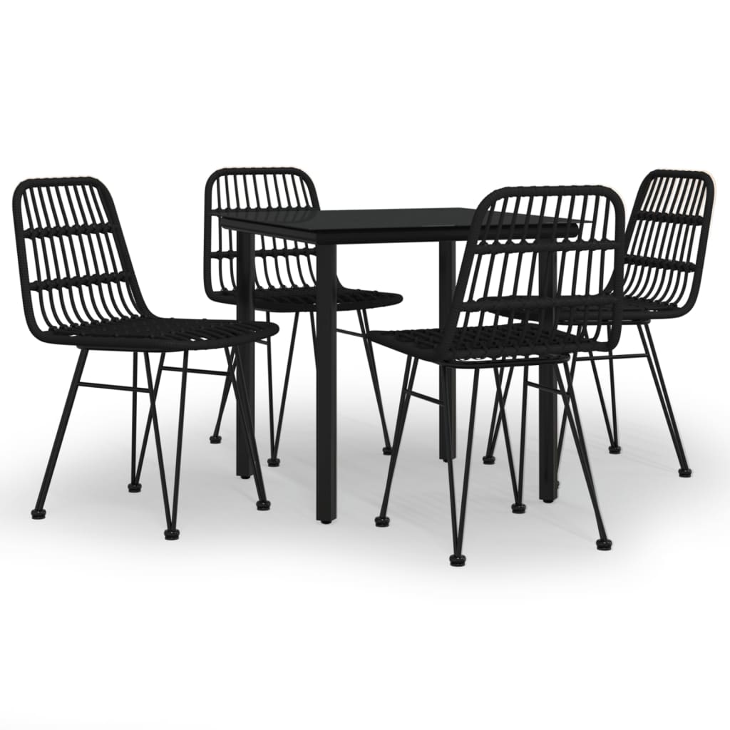 5 részes fekete polyrattan kerti étkezőgarnitúra 2