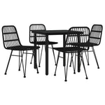 5 részes fekete polyrattan kerti étkezőgarnitúra 3