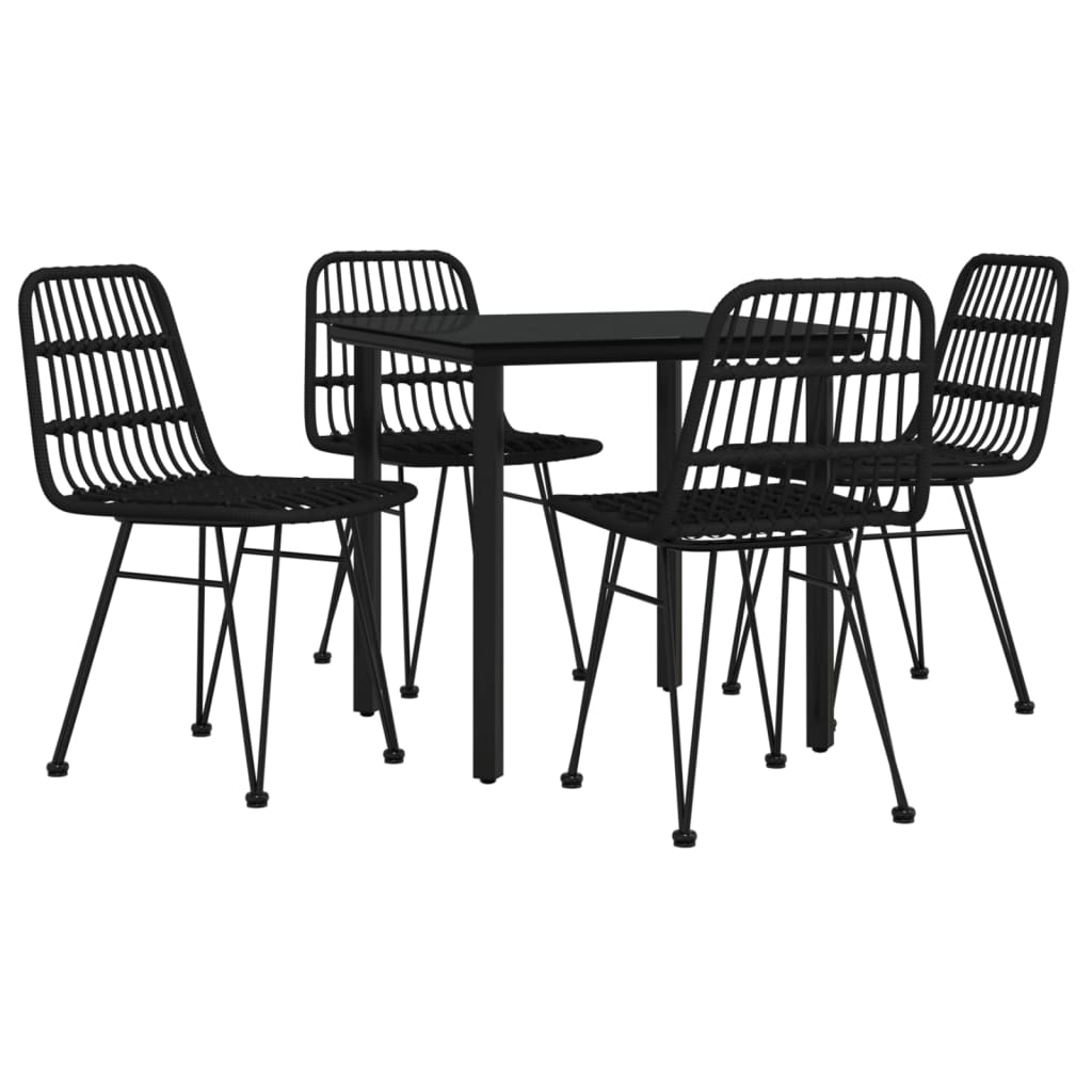 5 részes fekete polyrattan kerti étkezőgarnitúra 3