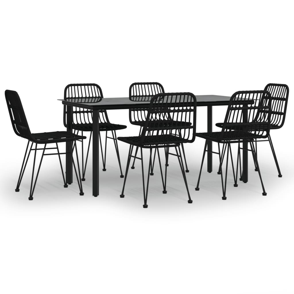 7 részes fekete polyrattan kerti étkezőgarnitúra 2