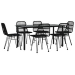 7 részes fekete polyrattan kerti étkezőgarnitúra 3
