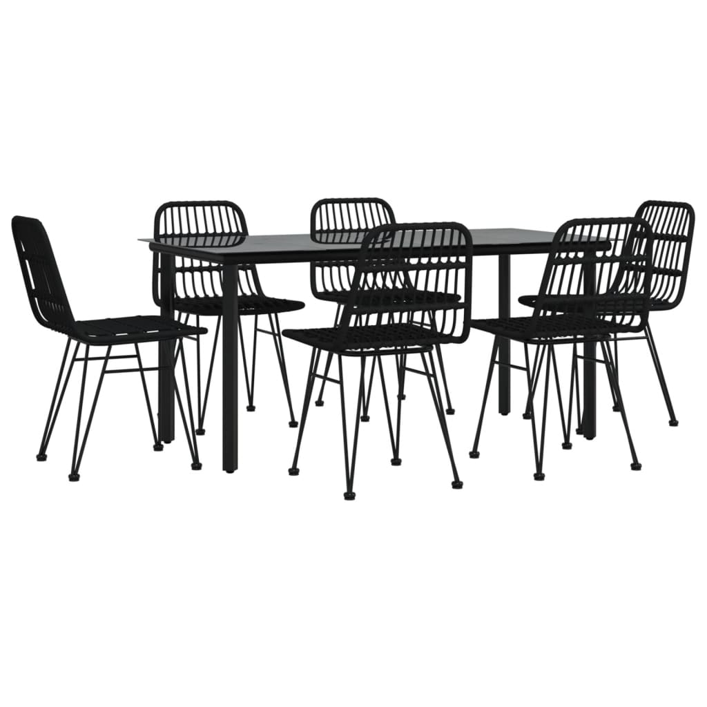 7 részes fekete polyrattan kerti étkezőgarnitúra 3