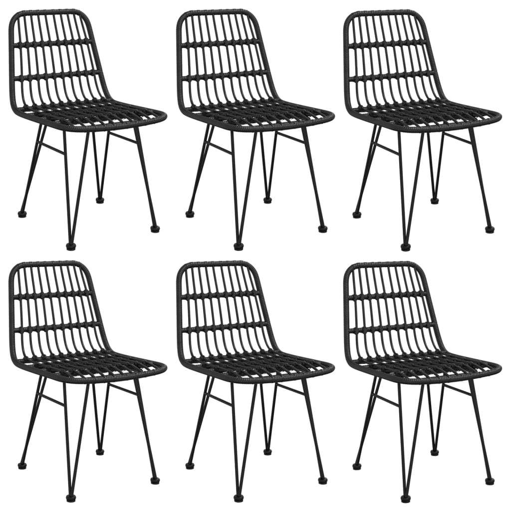 7 részes fekete polyrattan kerti étkezőgarnitúra 4