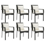 7 részes fekete polyrattan kerti étkezőgarnitúra párnával 4