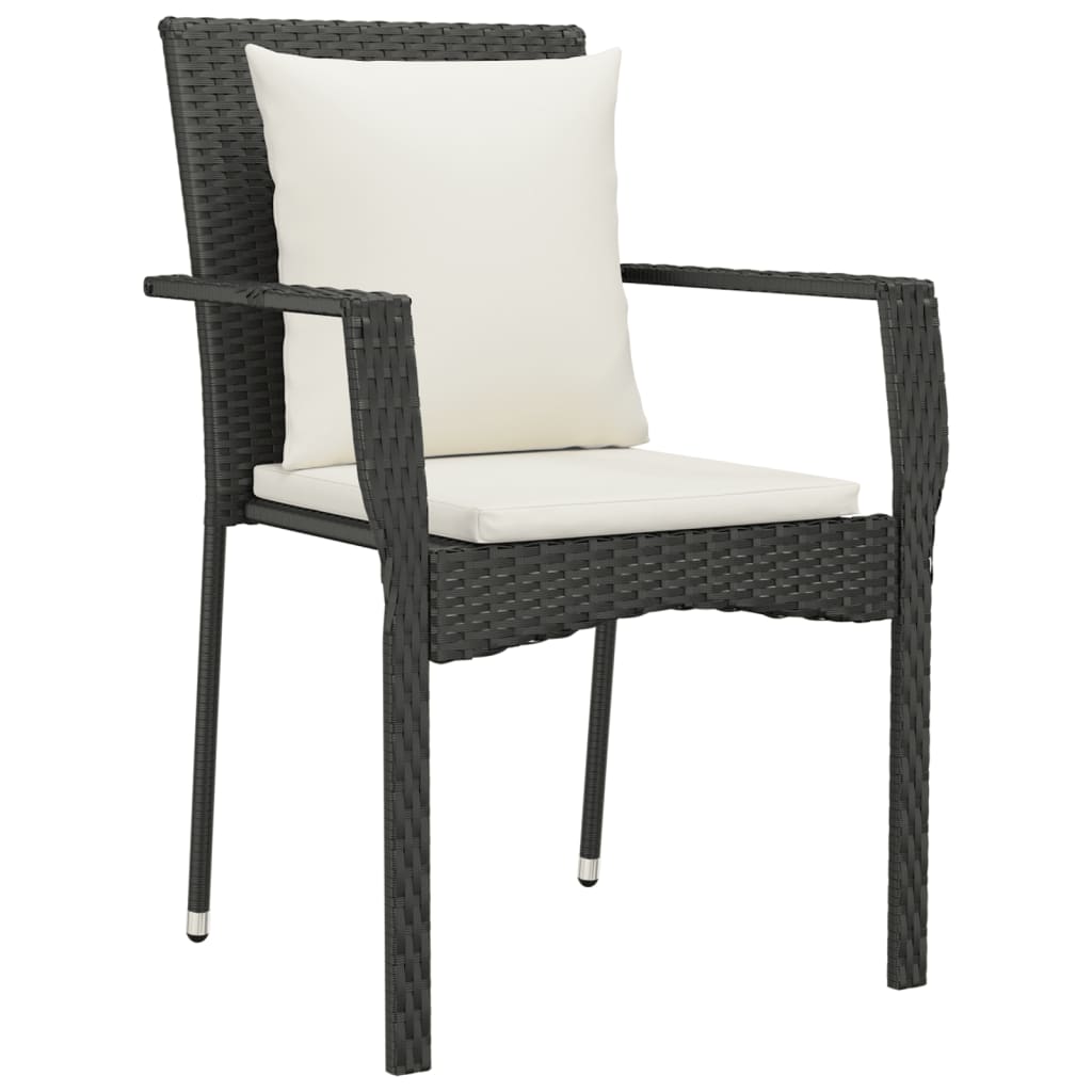 7 részes fekete polyrattan kerti étkezőgarnitúra párnával 5