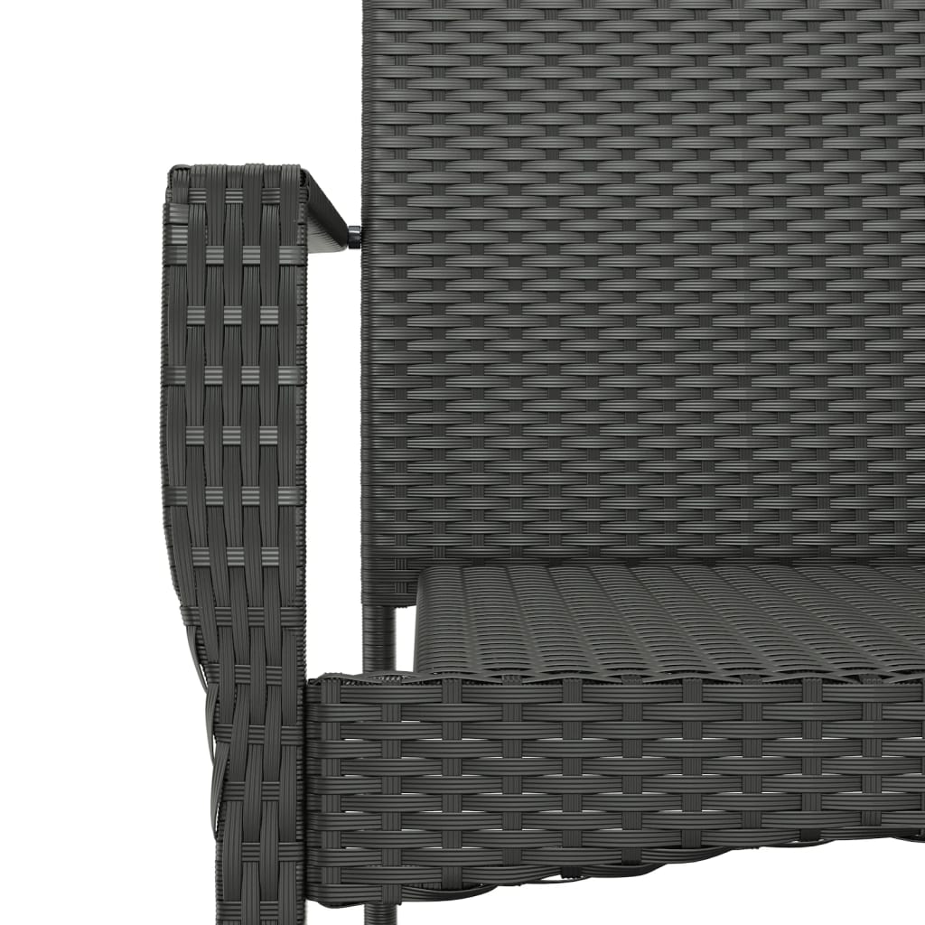 7 részes fekete polyrattan kerti étkezőgarnitúra párnával 8