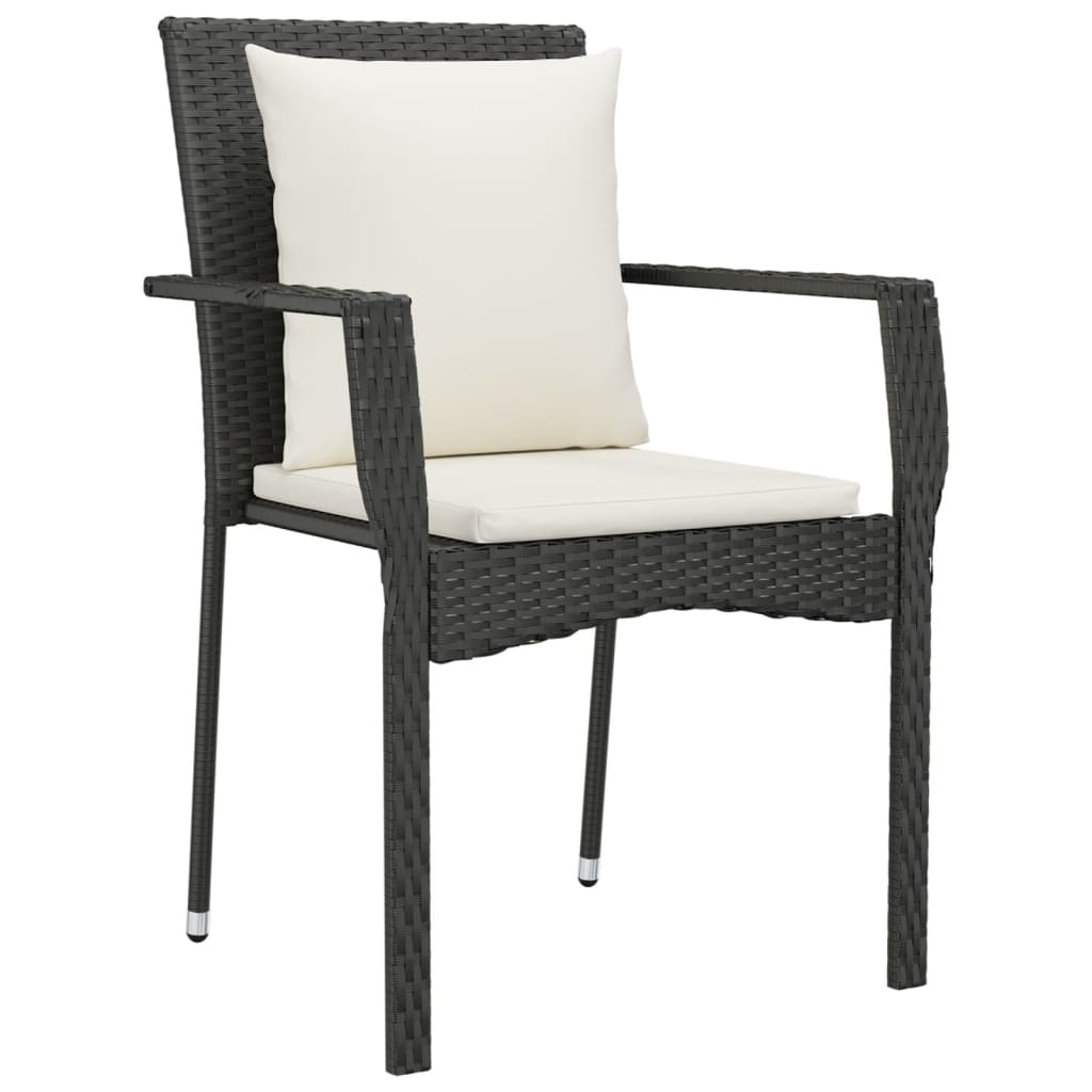 9 részes fekete polyrattan kerti étkezőgarnitúra párnákkal 5