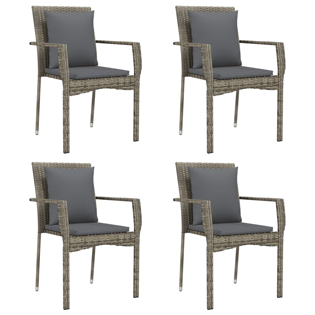 5 részes szürke polyrattan kerti étkezőgarnitúra párnával 4
