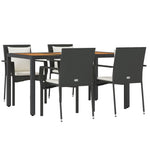5 részes fekete polyrattan kerti étkezőgarnitúra párnákkal 3