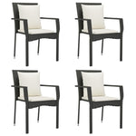 5 részes fekete polyrattan kerti étkezőgarnitúra párnákkal 4