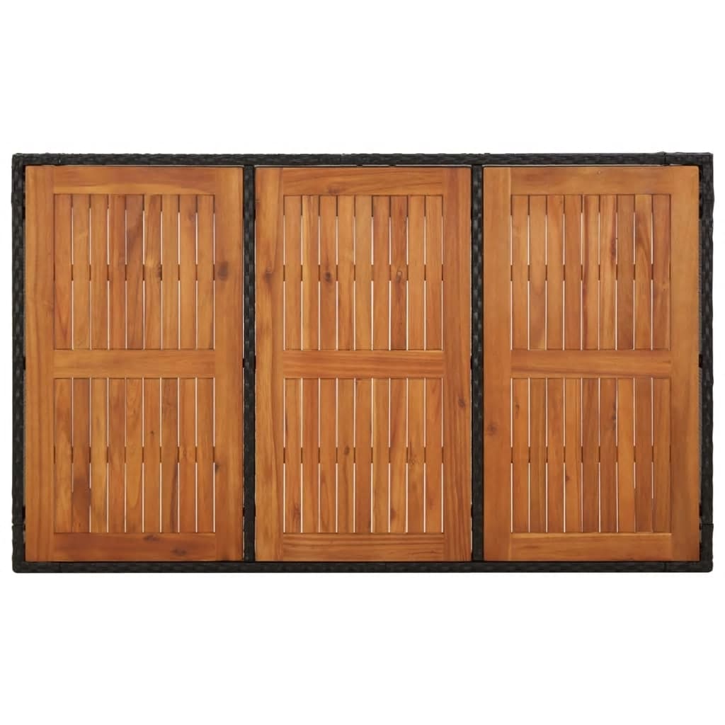 5 részes fekete polyrattan kerti étkezőgarnitúra párnákkal 7