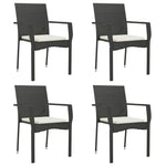 5 részes fekete polyrattan kerti étkezőgarnitúra párnákkal 4