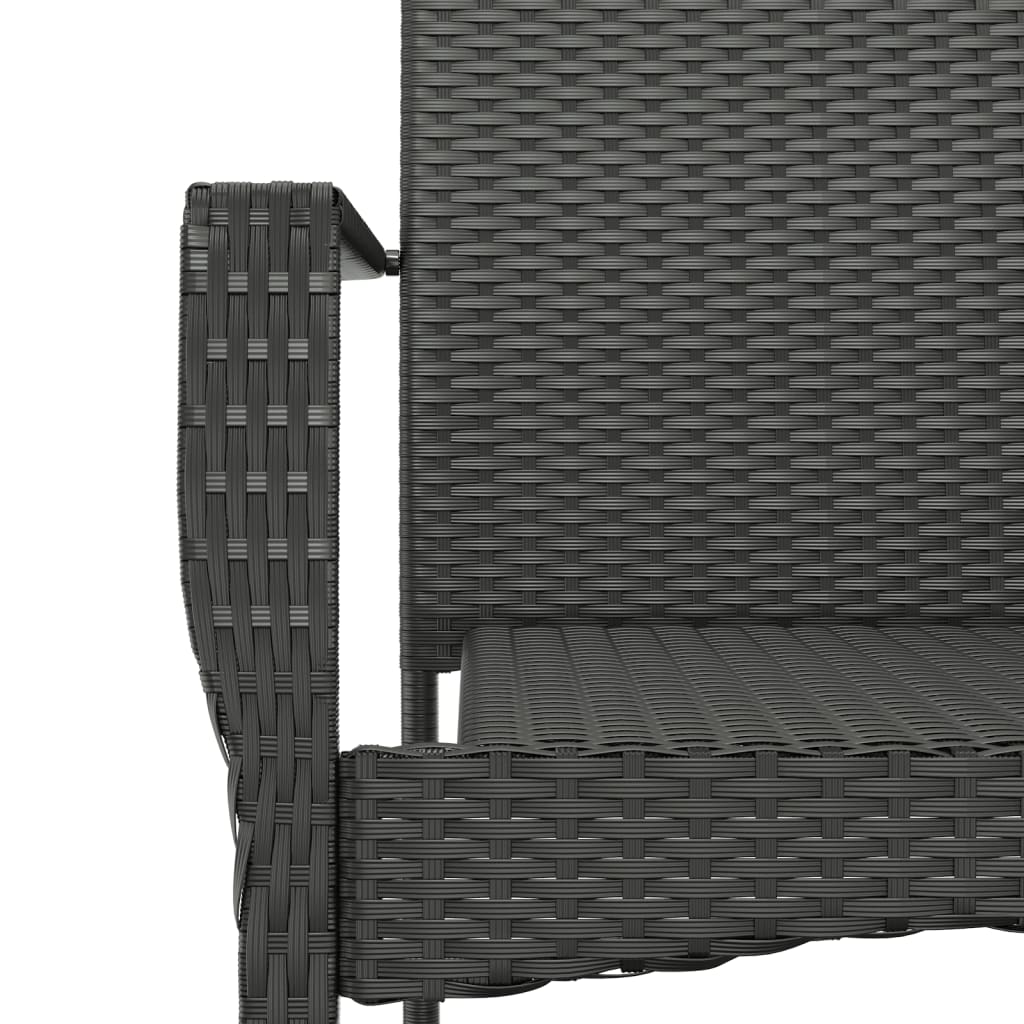 5 részes fekete polyrattan kerti étkezőgarnitúra párnákkal 8