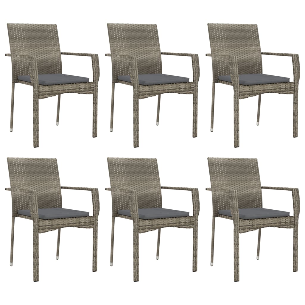 7 részes szürke polyrattan kerti étkezőgarnitúra párnával 4